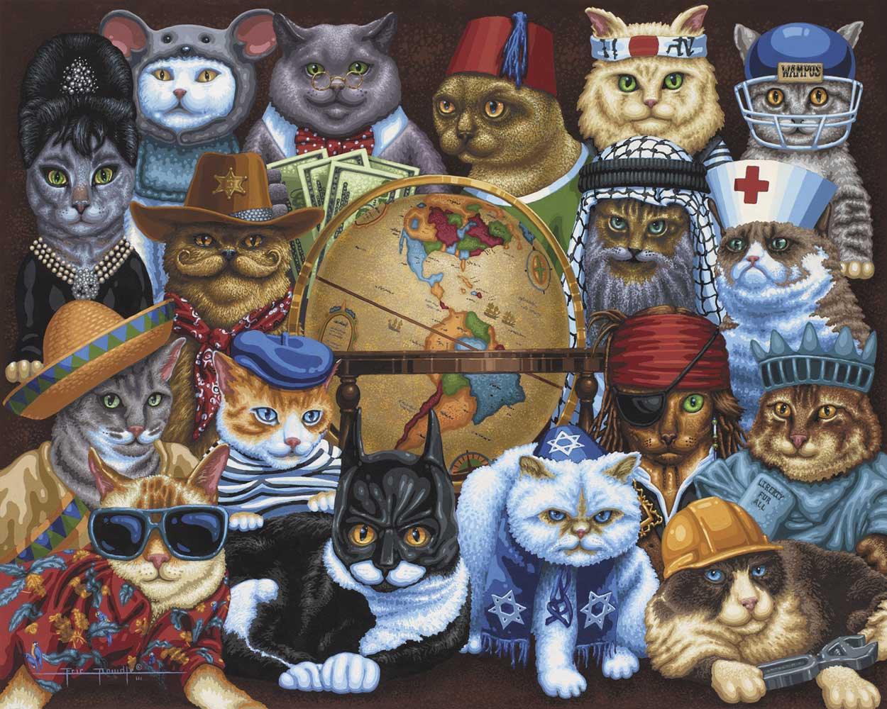 Cats Around The World 1000 Piece Jigsaw Puzzle by Dowdle Puzzles - BIG FRENCHIES