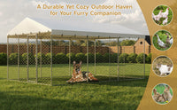 15x10 FT Large Outdoor Dog Kennel with Canopy, Heavy Duty Galvanized Steel Frame, Waterproof Cover, All-Weather Protecti