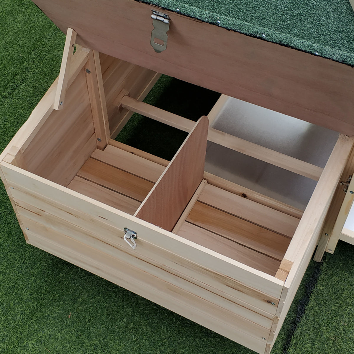77" Wooden Chicken Coop with Nesting Box, Cute Outdoor Hen House with Removable Tray, Ramp Run, for Garden Backyard, Nat