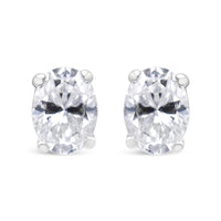 14K White Gold 1.00 Cttw Lab Grown Oval Solitaire Diamond Stud Earrings (F-G Color, VS2-SI1 Clarity)