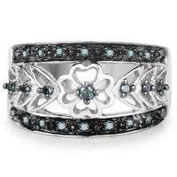 0.31 Carat Genuine Blue Diamond .925 Sterling Silver Ring