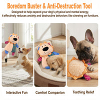 Squeaky Stuffed Dog Toy Small, No-Stuffing Crinkle Paper Dog Birthday Toy With Dual Squeakers, Interactive Durable Plush Puppy Toy For Small Medium Dogs, Washable, Cute Stuffed Animal Toy