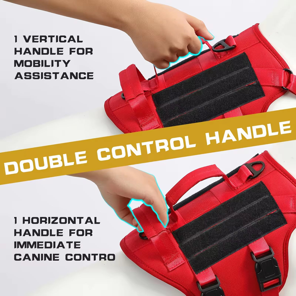 Heat-resistant Durable Nylon Tactical Service Dog Harness, Adjustable No-pull Reflective Vest With Dual Handles For Larg