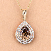 IGI Certified 2.01 Carat Genuine Brown Diamond Center and 0.29cttw White Diamond 18K Yellow Gold Pendant (2.30cttw)
