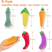 5 Pack Vegetable Catnip Plush Toys, Cute Kicker Chew Toys For Indoor Cats