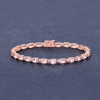 8.95 Carat Genuine Morganite and White Diamond 14K Rose Gold Bracelet