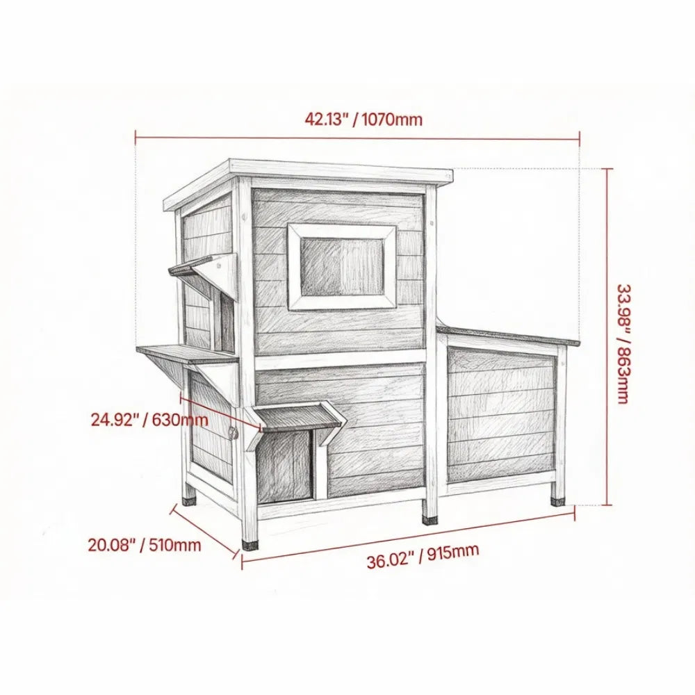 Minimalist Design Cat House with Easy to Clean and Removable Floor for Outdoor