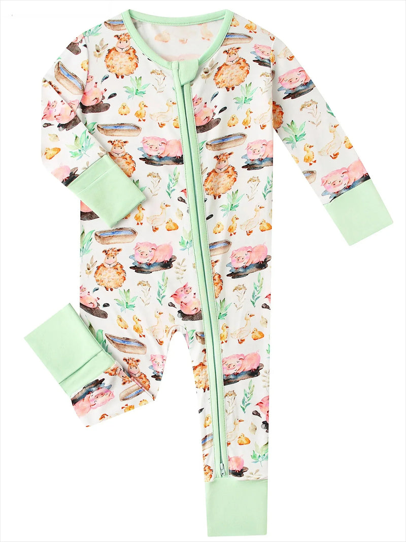 PoshTOT Little Yellow Sheep Bamboo Baby Convertible Zippy Romper - BIG FRENCHIES