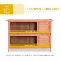 2-Story Large Rabbit Hutch Bunny Cage Wooden Pet House Small Animal Habitat With Lockable Doors, No Leak Tray And Waterp
