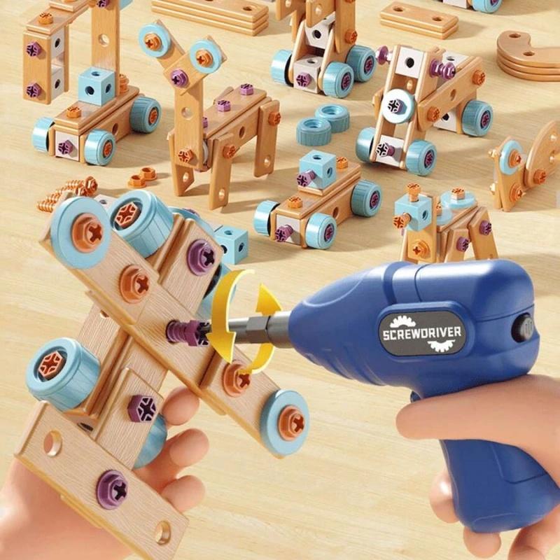 126-Piece Creative Wooden Construction & Tool Set Early Education Pretend Play Toy