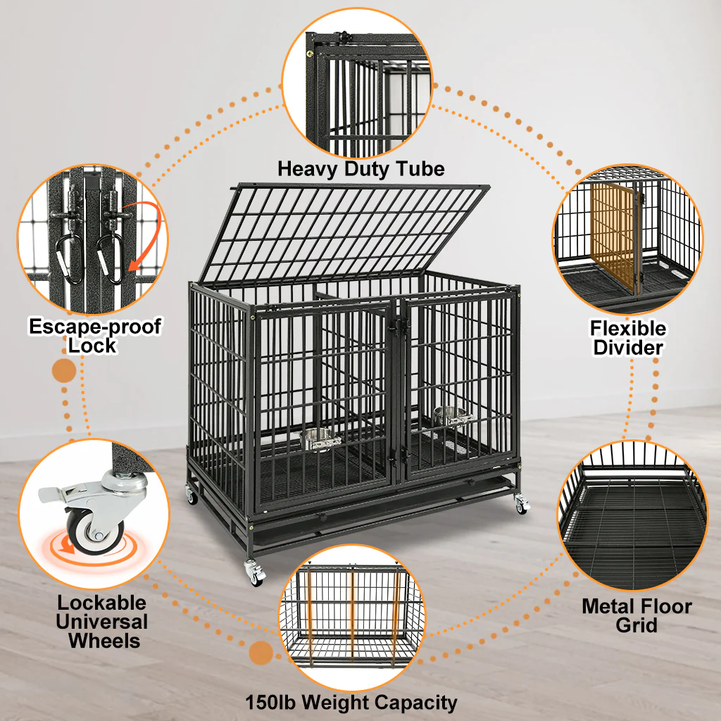 42" Stackable Dog Crate 43T+WHLP02