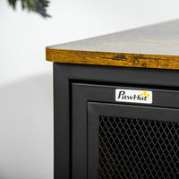 Wooden Cat Crate, Furniture Style Dog Cage, Puppy Kennel Indoor, End Table Pet House with Cushion and Sliding Doors, Rus