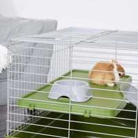 47 Small Animal Cage Chinchilla Guinea Pig Hutch Pet House With Platform Ramp, Food Dish, Wheels, & Water Bottle