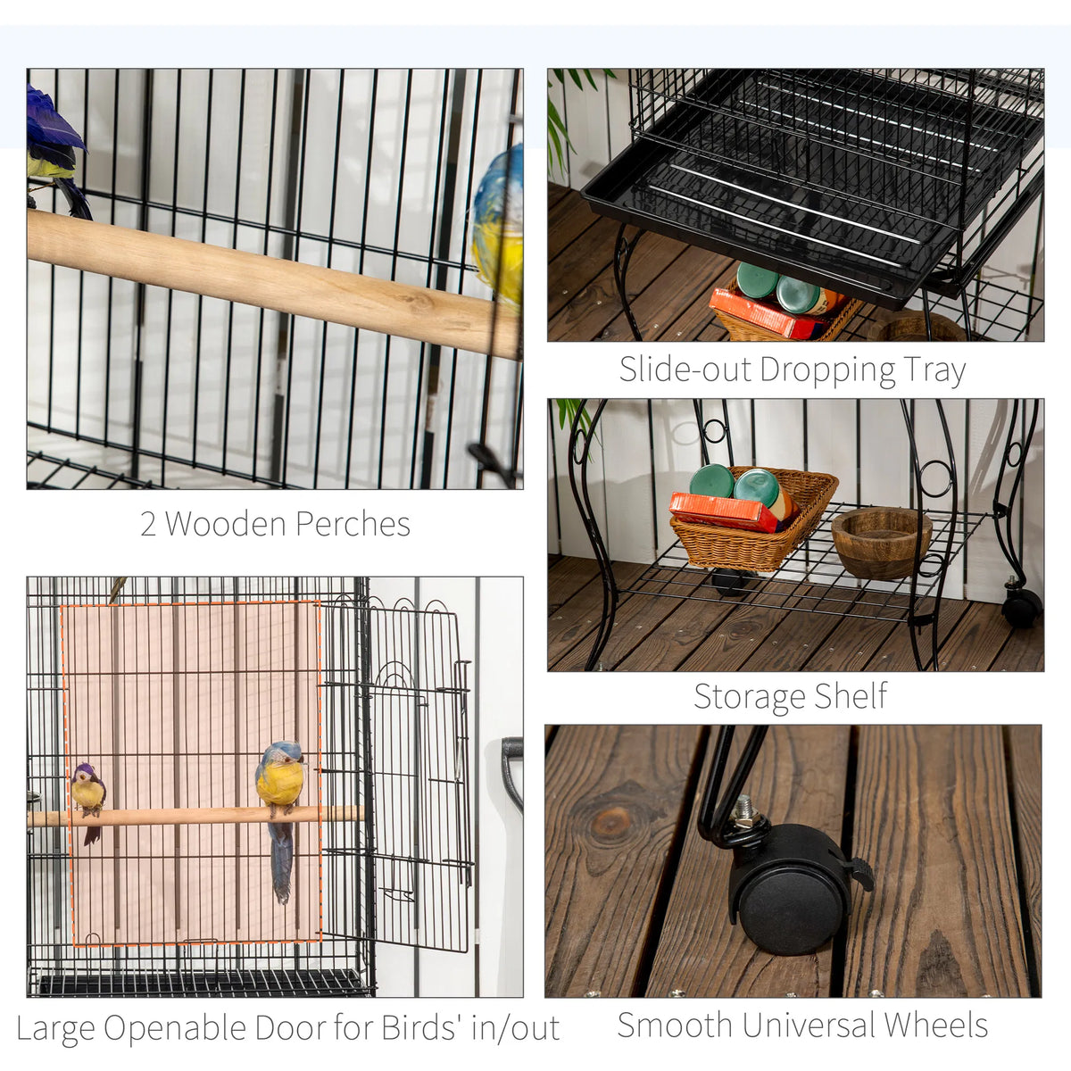 60" Large Bird Cage with Openable Top for Cockatie, Sun Conure