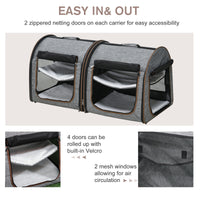 39" Portable Soft-Sided Cat Carrier, Cat Kennel, Travel Dog Crate with Divider, Two Compartments, Soft Cushions & Storag