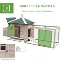 Wooden Chicken Coop With Nesting Box, Cute Outdoor Hen House With Removable Tray, Ramp Run, For Garden Backyard, Natural