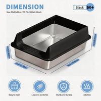 Stainless Steel Cat Litter Box, Large Open Top Litter Box With Anti Splash High Sides, Anti Tracking Pedal, Easy To Clea