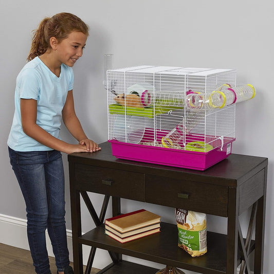 Laura Small Hamster Cage | Fun & Interactive Cage Measures 18.11L X 11.61W X 14.8H & Includes All Accessories - BIG FRENCHIES