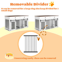 63'' Large Dog Crate Furniture For Double Dog, Wooden Dog Kennel With 2 Drawers,Divider And Sliding Door, Water Resistan