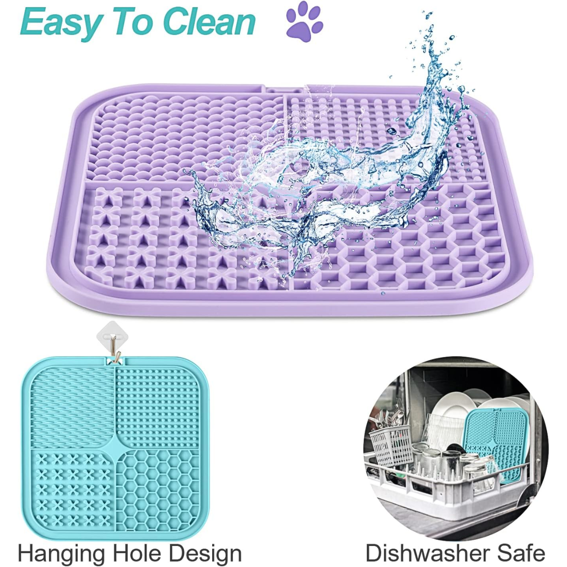Lick Mat For Dogs Cats 2 Pack, Slow Feeder Licking Pad With Suction Cups For For Anxiety Relief And Boredom Reducer, Per