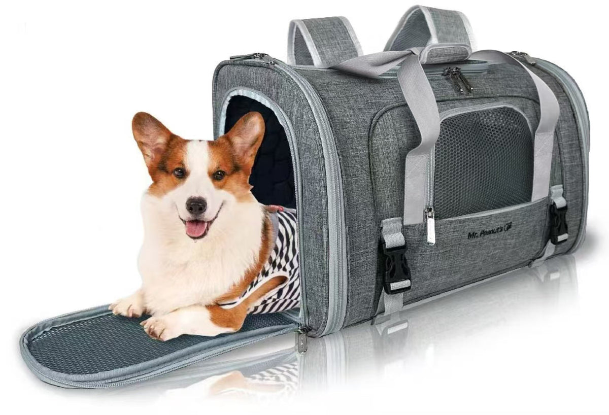 Mr. Peanut's Monterey Series Airline Compliant Horizontal Backpack Pet Carrier - BIG FRENCHIES