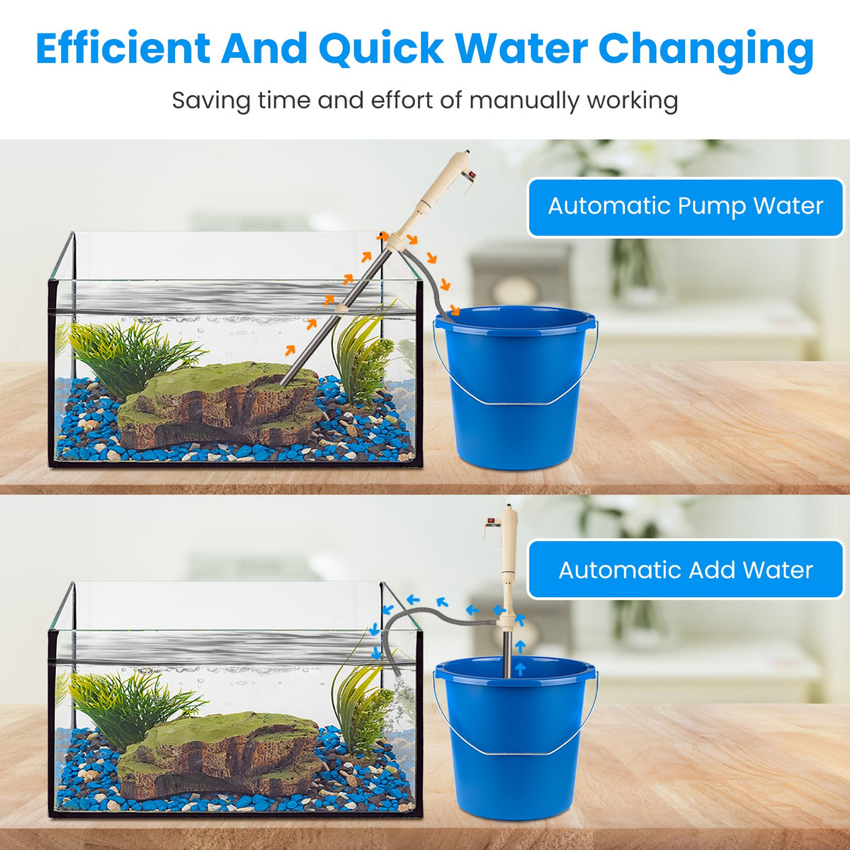 1 Set Multifunctional Electric Aquarium Gravel Cleaner Kit Length Adjustable Automatic Fish Tank Vacuum Cleaner Change W