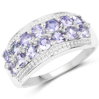 1.44 Carat Genuine Tanzanite & White Topaz .925 Sterling Silver Ring