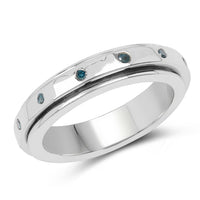 0.14 Carat Genuine Blue Diamond .925 Sterling Silver Ring