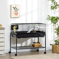 Two-Story Small Animal Cage Removable from Stand, Guinea Pig Cage with Shelf & Wheels, Pet Habitat for Hedgehog, Chinchi