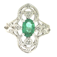 Genuine .70ct Emerald Diamond Ring 10KT White Gold