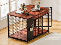 42-Inch Double Wide Wooden Double-Door Dog Crate Side Table Combo - Heavy-Duty DIY Assembly, Chew-Resistant Construction