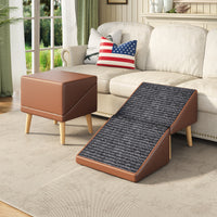 3-in-1 Dog Ramp 18.89"×17.91"×20.08" with Storage – Pet Stairs for Senior & Injured Dogs & Cats, Hidden Storage Footstoo