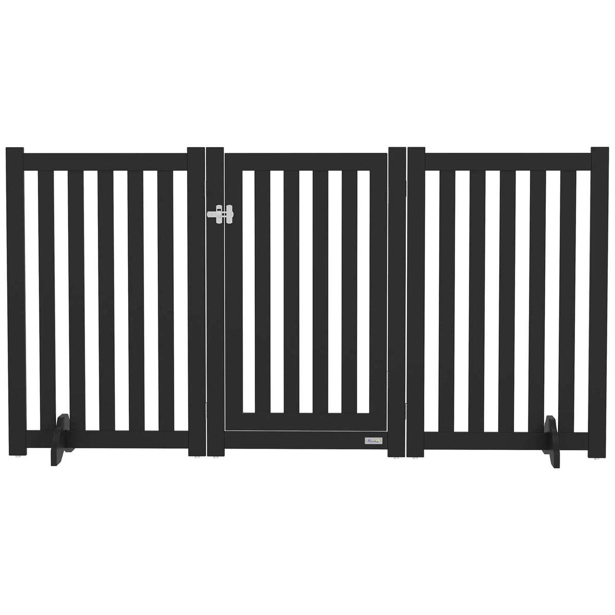 3-Panel Foldable Dog Gate with Feet for Medium Dogs and Below, Black