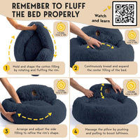 Medium Calming Dog Bed 30in Donut Plush Washable Bed Up to 45lbs