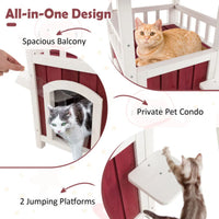 34"H Wooden Cat House