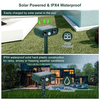 Ultrasonic Animal Repeller Solar Powered Motion Sensor Repellent IPX4 Waterproof Outdoor For Farm Garden Yard Repelling 