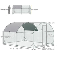 Galvanized Large Metal Chicken Coop Cage Walk-in Enclosure Poultry Hen Run House Playpen Rabbit Hutch with Cover for Out