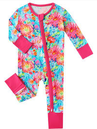 PoshTOT Chrysanthemum Bamboo Baby Convertible Zippy Romper
