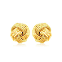 14k Yellow Gold Love Knot with Ridge Texture Earrings