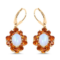 14K Yellow Gold Plated 5.42 Carat Genuine Ethiopian Opal, Citrine and White Topaz .925 Sterling Silver Earrings