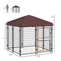 4.6 x 4.6 x 5 Dog Kennel Outdoor with Waterproof Canopy, Large Door