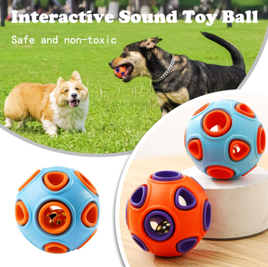 Dog Rubber Ball With Bell Sound, 2-Pack, Interactive Pet Chew Toy For Puppies And Small Dogs.Please Note That Both Items