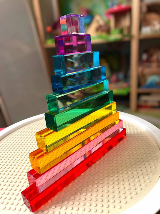 10-Piece Crystal Clear Pyramid Lucite Blocks – High Transparency Acrylic Stair Blocks - BIG FRENCHIES