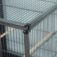 Divided Breeder Bird Cage with Rolling Stand Removable Metal Tray, Storage Shelf, Wood Perch, and Food Container