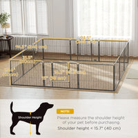 Dog Playpen, 31.5"W Heavy-Duty Metal Puppy Play Pen, Pet Exercise Fences for Outside and Indoor, DIY Design with Door fo