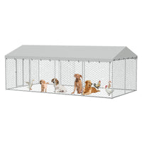 10x20 FT Large Outdoor Dog Kennel with Canopy, Heavy Duty Galvanized Steel Frame, Waterproof Cover, All-Weather Protecti