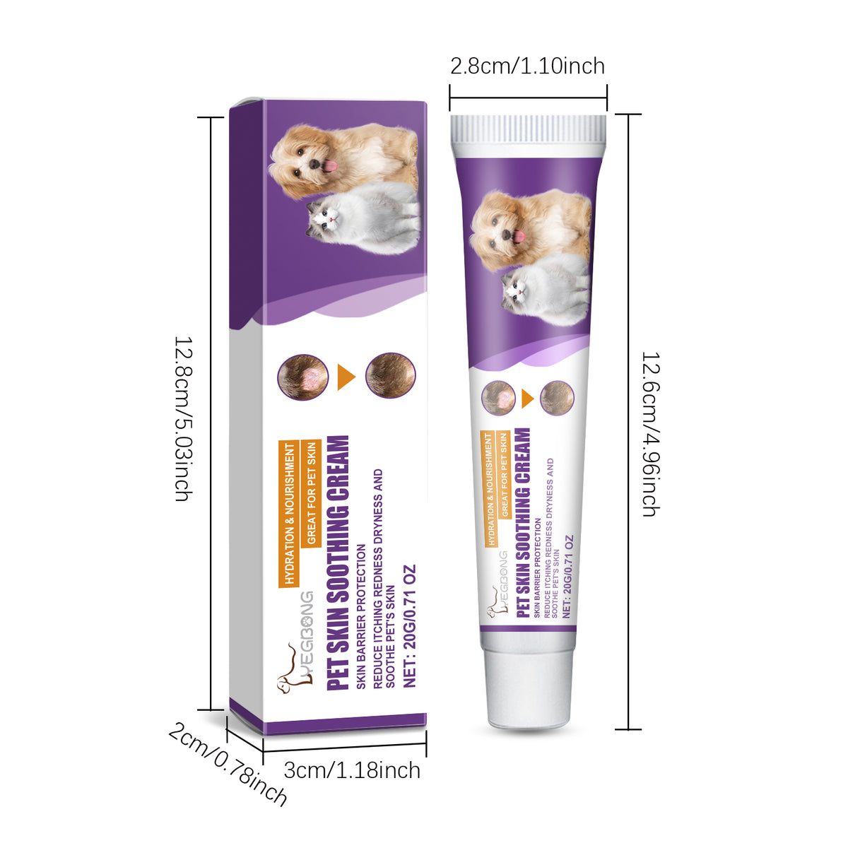 Pet Skin Soothing Cream, Skin Repair For Dogs & Cats, Soothe Itching Redness Dry Skin, Safe Gentle Skin Care For Pets 20