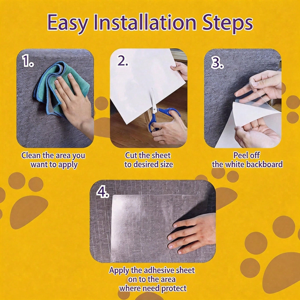 Anti Cat Scratch Protector 12 Pack, 6 Sheets Of 279 358mm And 6 Sheets Of 140 358mm, Single Side Couch Protector, Self A