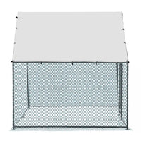 2X2X2m&6.5x6.5x6.5ft Silver Chicken Coop With Pointed Roof, 180g PE Rain Cloth, Metal Chicken And Rabbit Cage