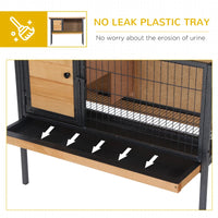 PawHut Rabbit Hutch Elevated Bunny Cage Small Animal Habitat With Metal Frame, No Leak Tray, Metal Wire Pan, Openable Wa